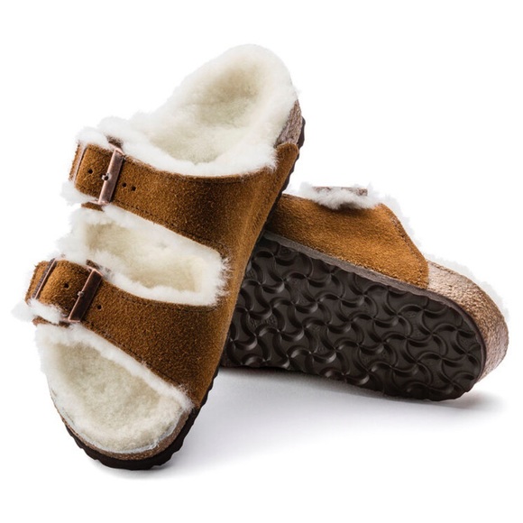 BIRKENSTOCK Arizona Shearling Mink Suede Girls Shoes Sandals size 33EU - Picture 1 of 8